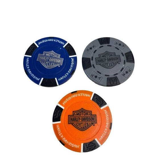 Harley Davidson Poker Chips Dealer Lot of 3 Southside Indianapolis IN - Picture 2 of 2